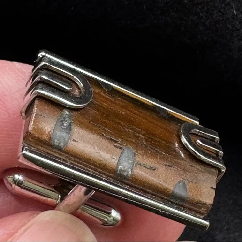 Swank Cufflinks Rosewood with Silver Toned Inlay Art Deco